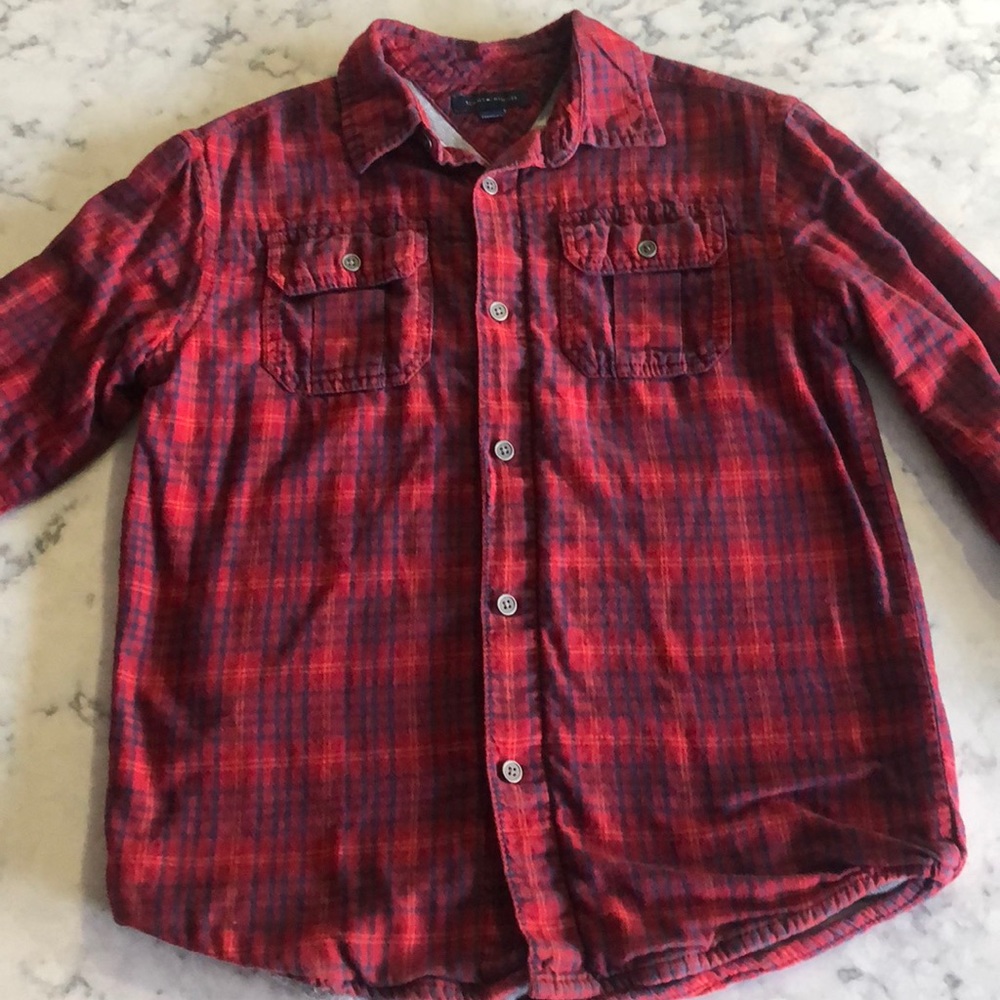 Tommy plaid shirt with under layer.